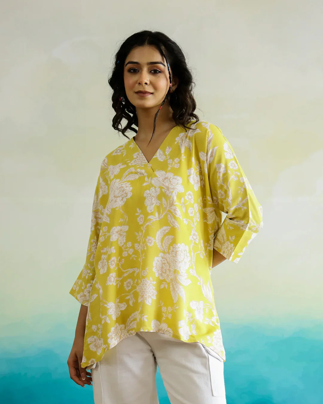 Printed Viscose Loose Fit Top - SanskrutiHomes