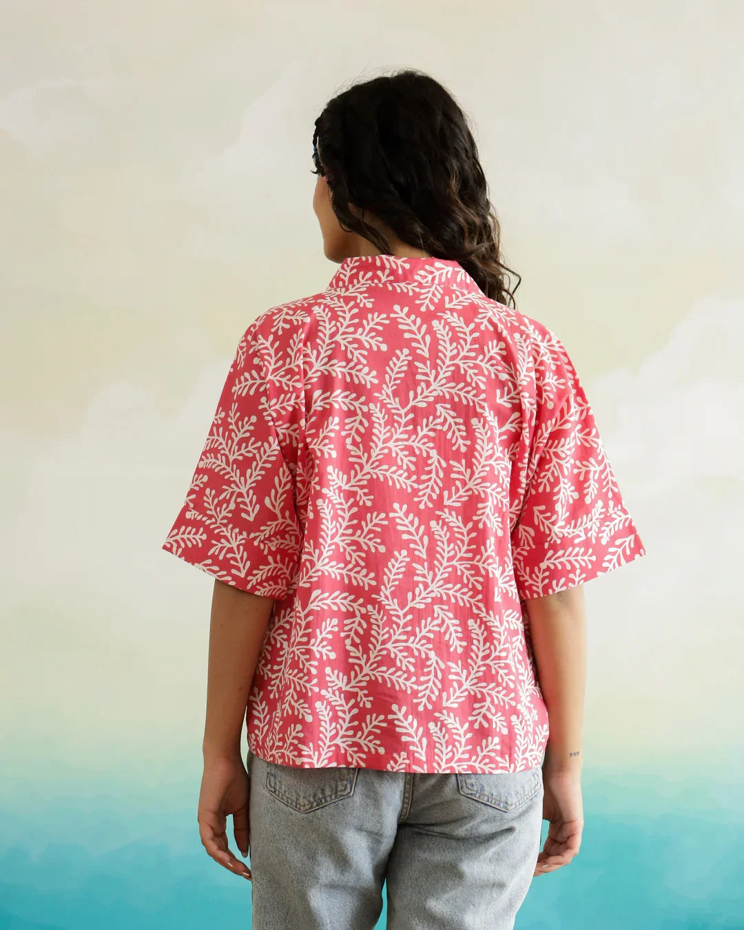 Pink Cotton Printed Top for Women - SanskrutiHomes