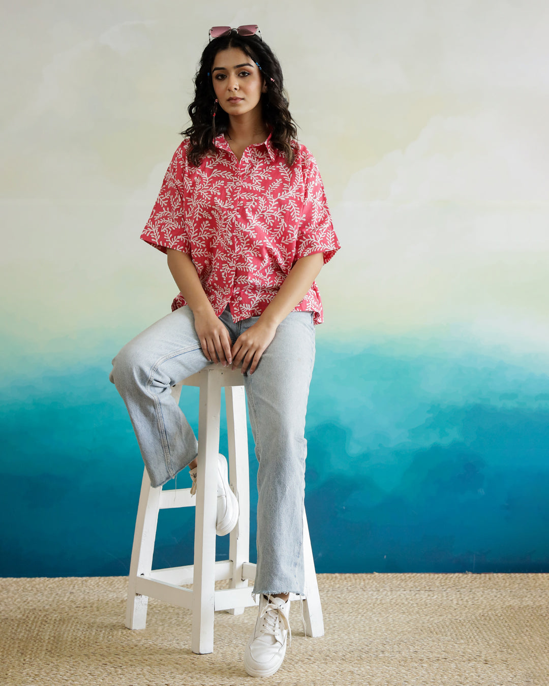 Pink Cotton Printed Top for Women