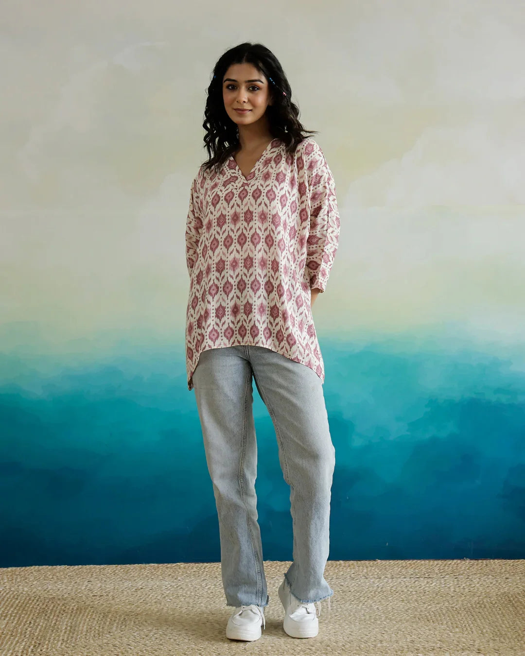 Printed Viscose Loose Fit Top - SanskrutiHomes