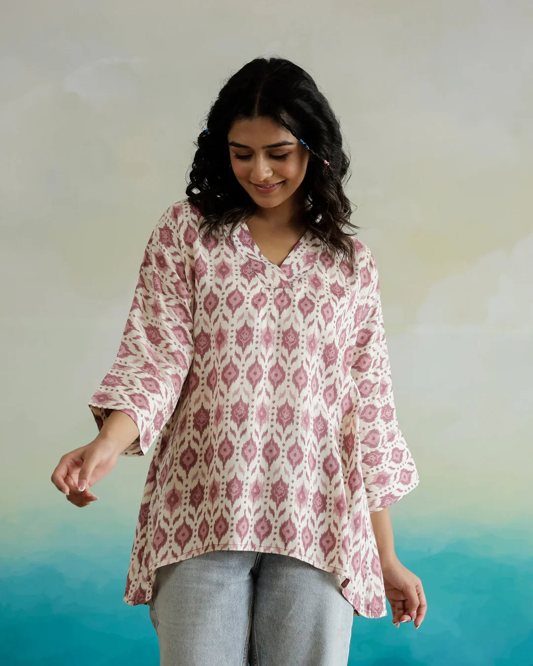 Printed Viscose Loose Fit Top - SanskrutiHomes