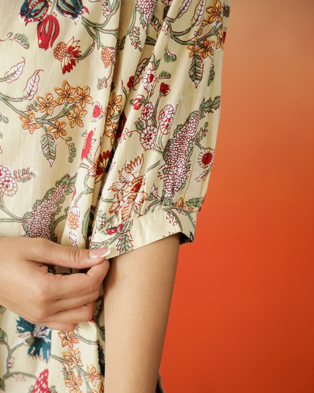 Beige Floral Printed Top for Women - SanskrutiHomes