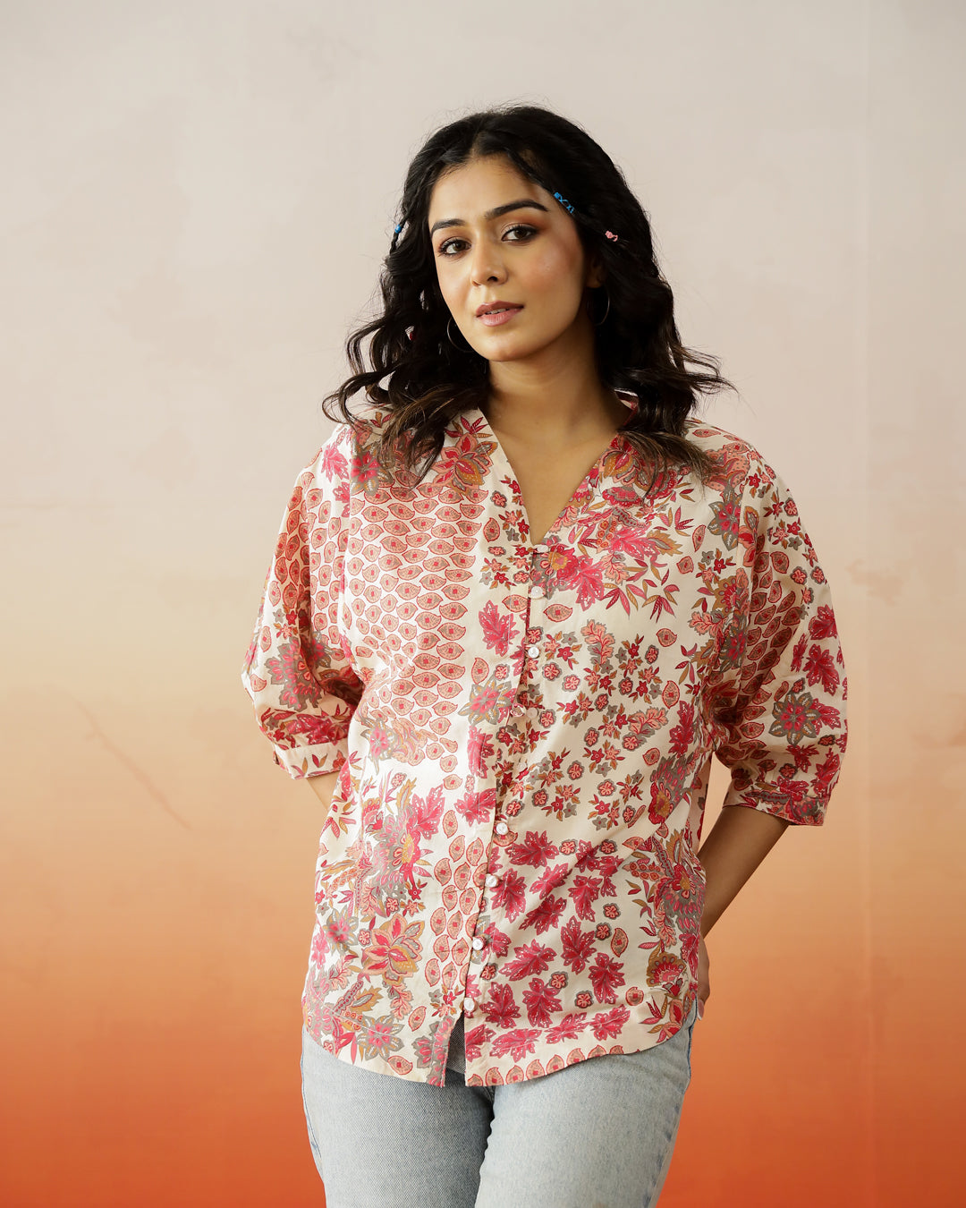 Floral Printed Cotton Top for Women