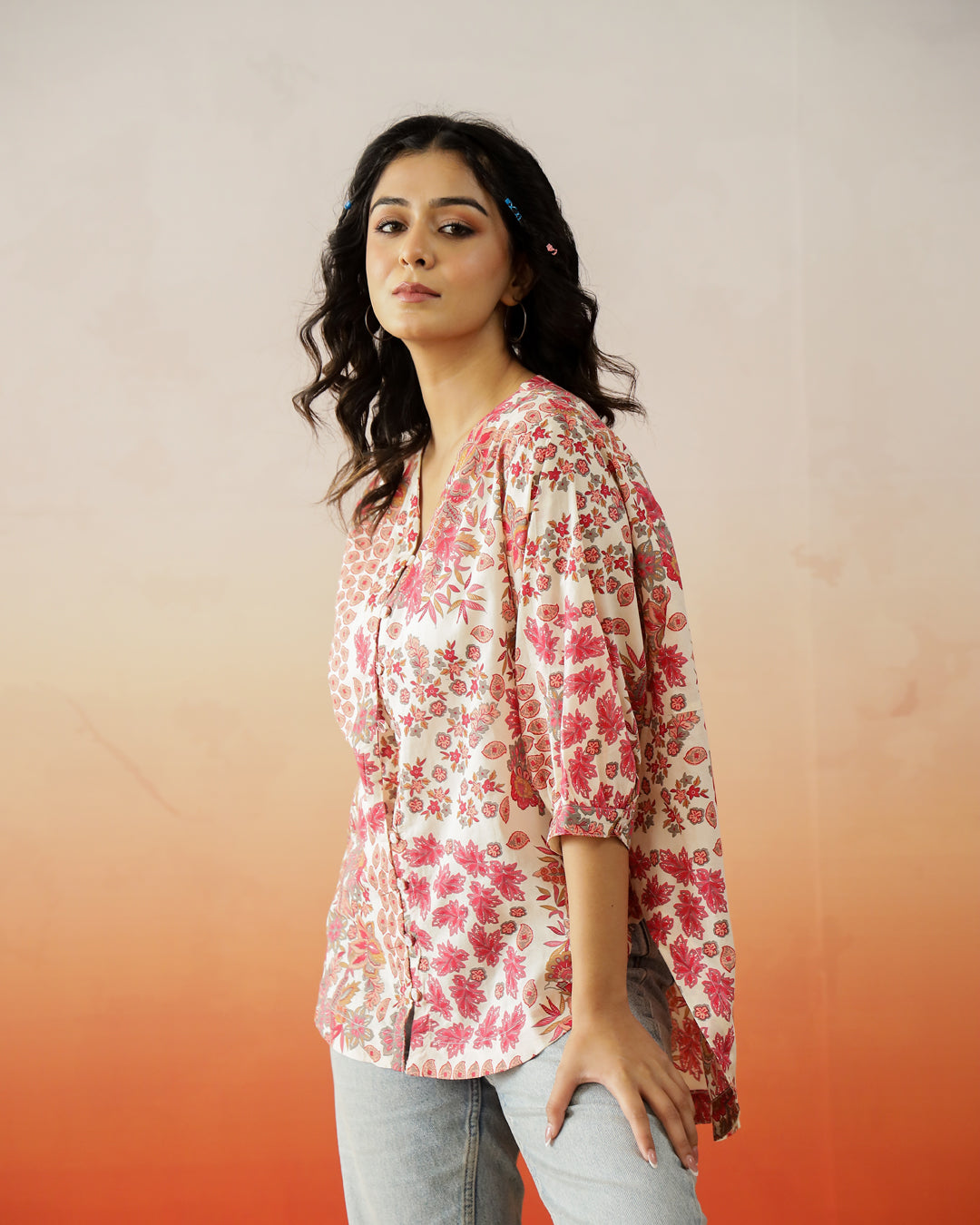 Floral Printed Cotton Top for Women