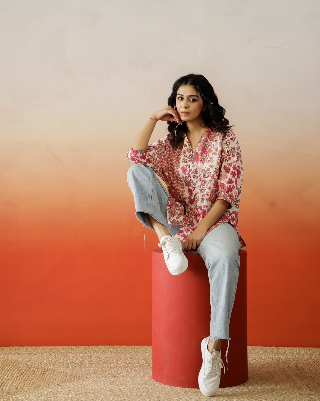 Floral Printed Cotton Top for Women