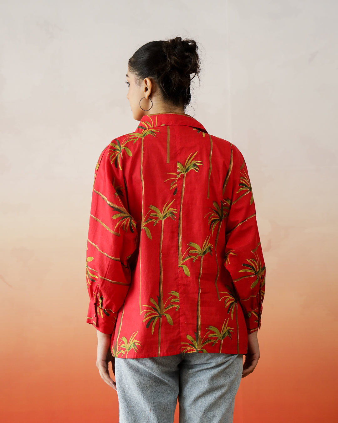 Red Flower Printed Top for Women