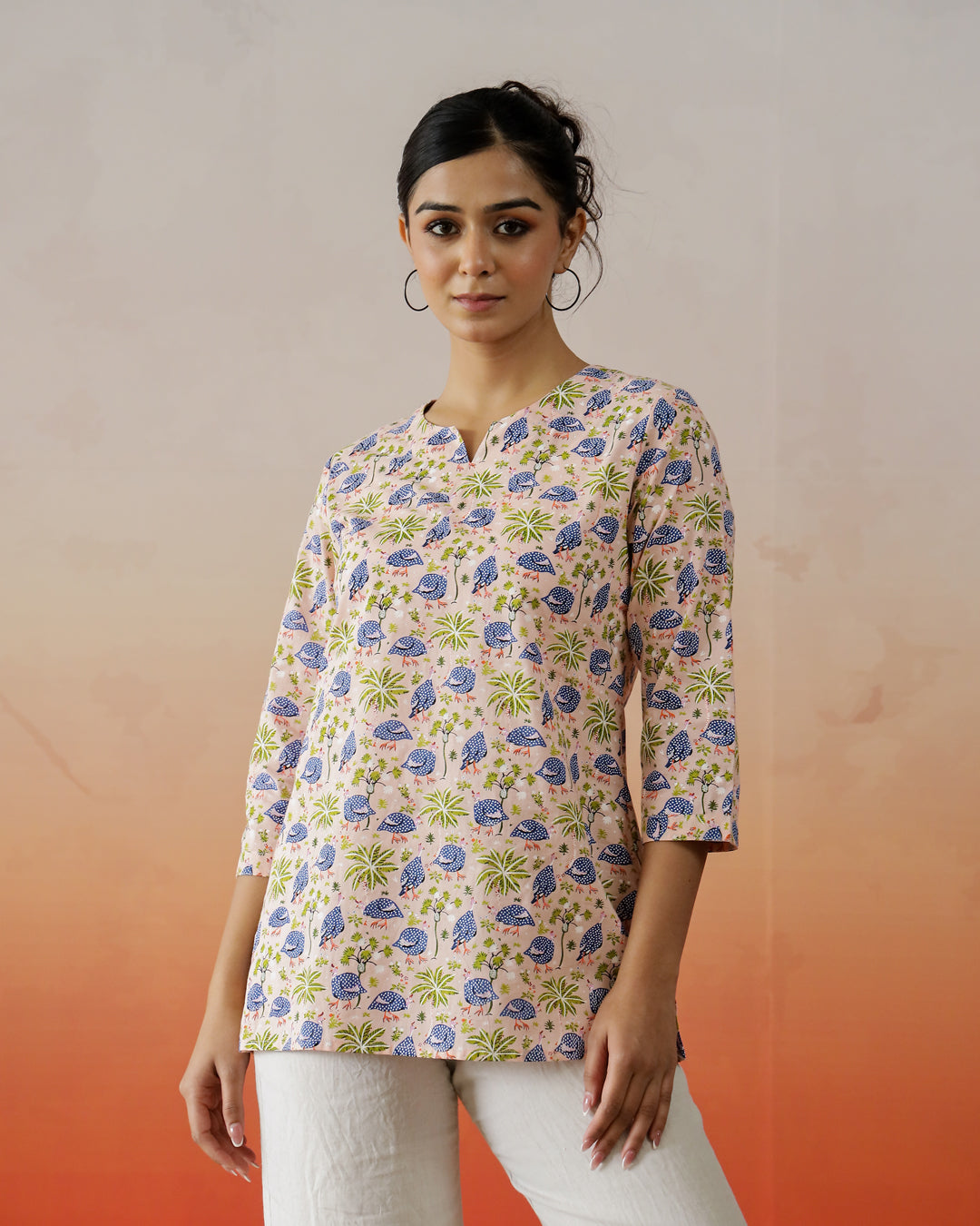 Floral Printed Cotton Top for Women