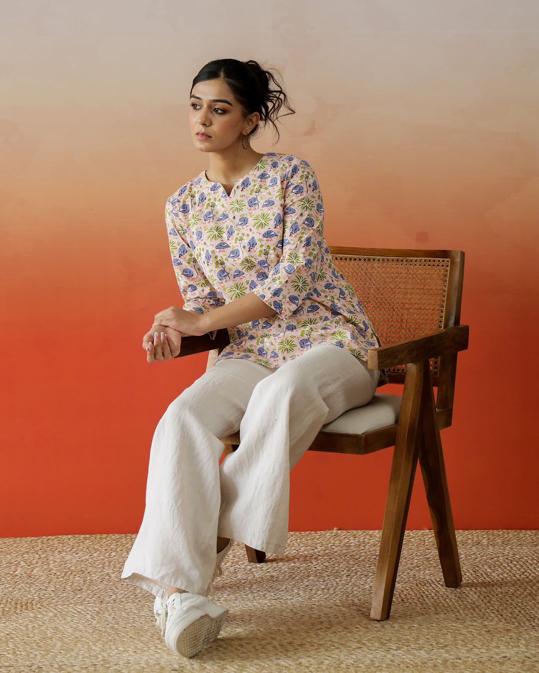 Floral Printed Cotton Top for Women