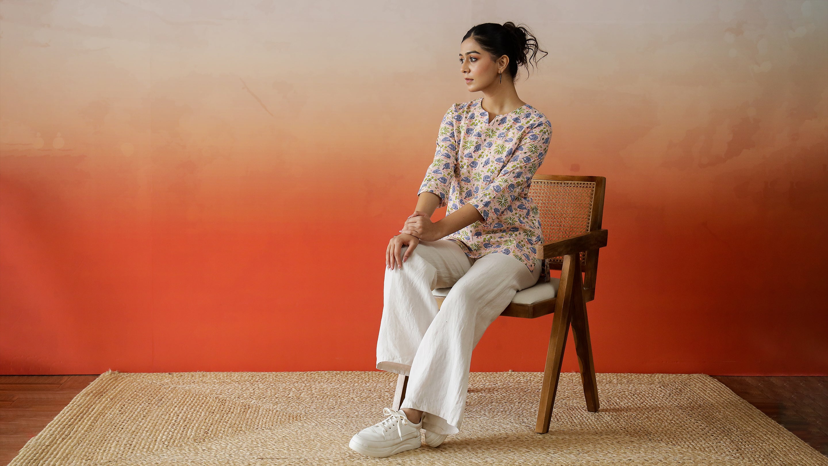 Floral Printed Cotton Top for Women