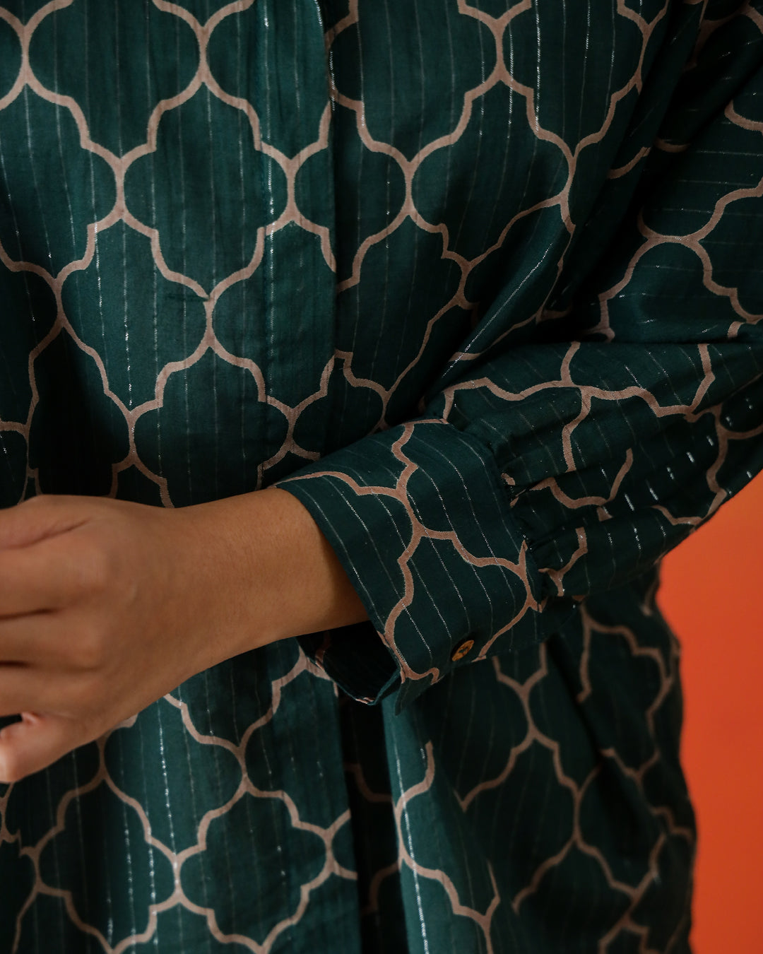 Green Solid Print Cotton Top for Women