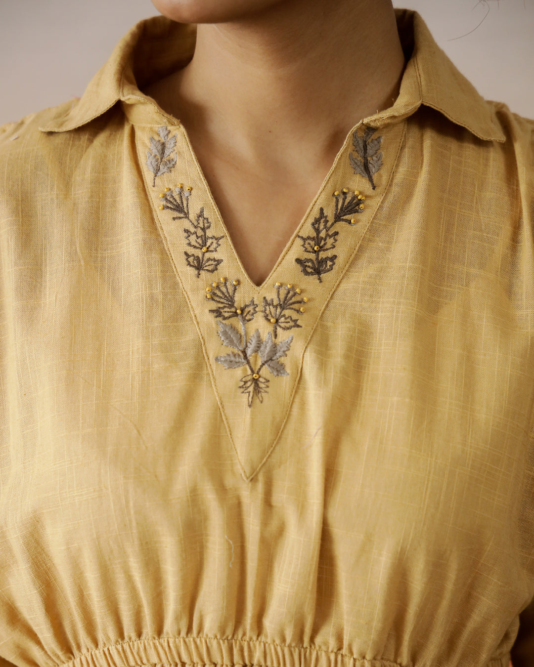 Solid Cotton Embroidered Top