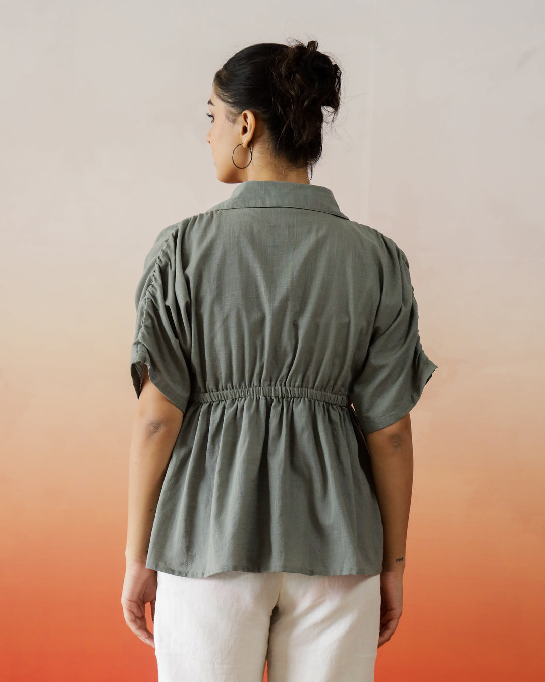 Solid Print Cotton Embroidered Top - SanskrutiHomes