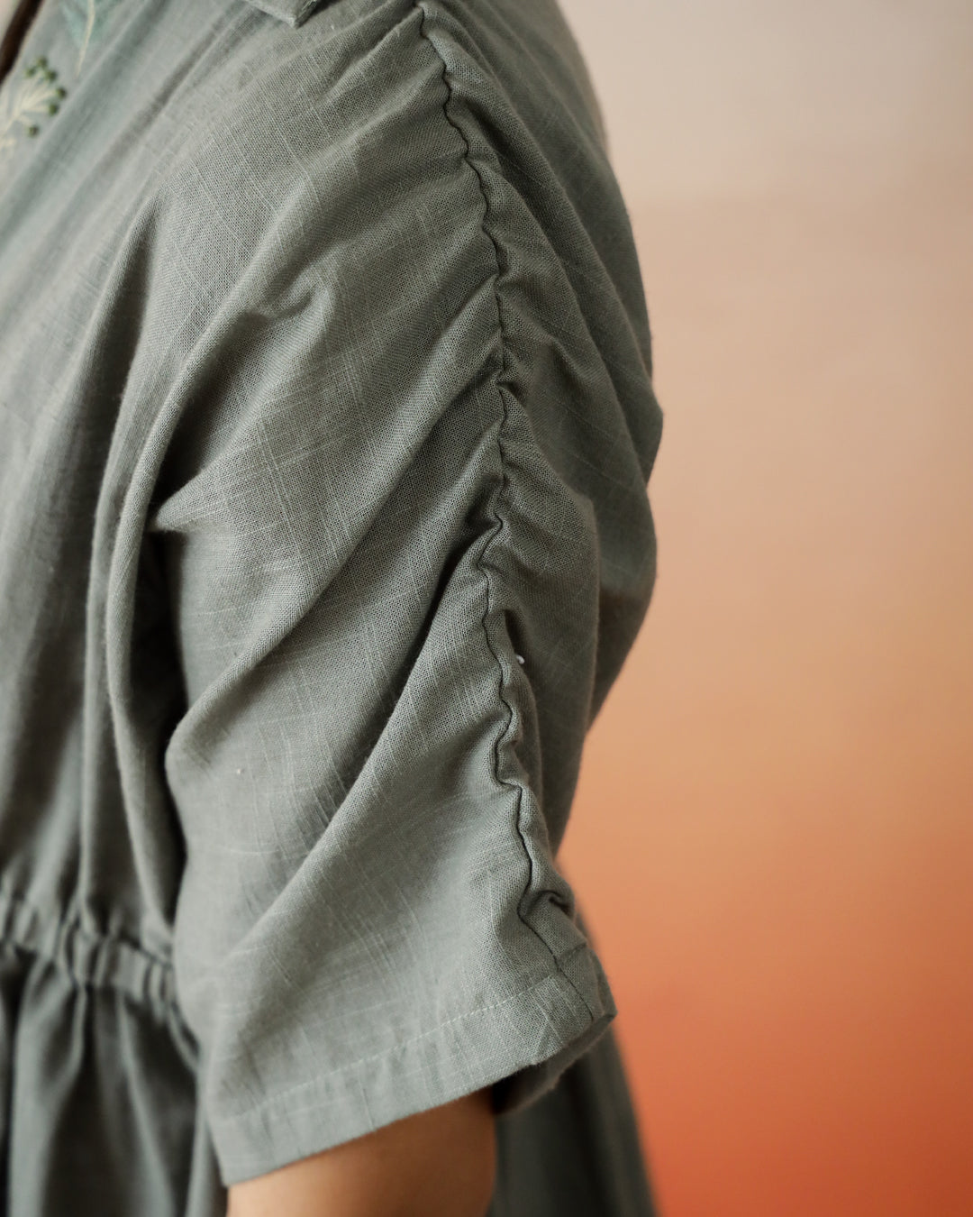 Solid Print Cotton Embroidered Top