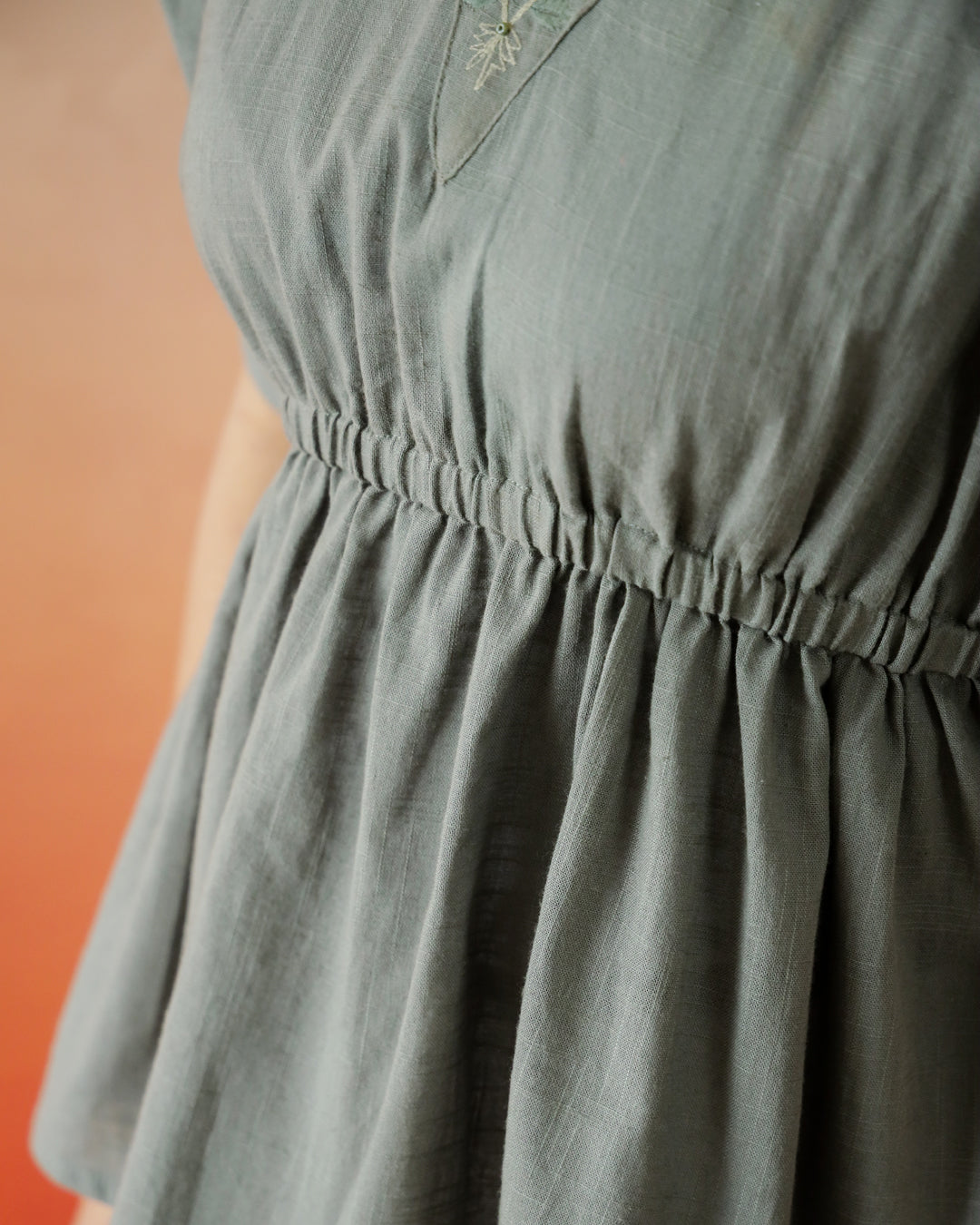 Solid Print Cotton Embroidered Top