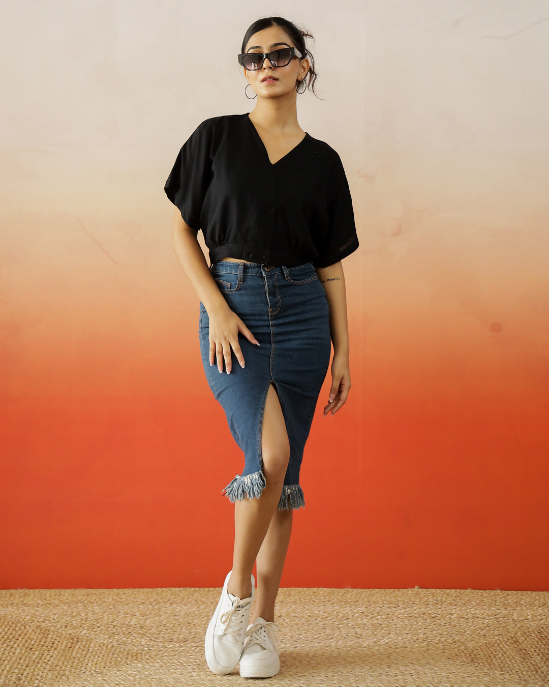 Black Crop Top for Women