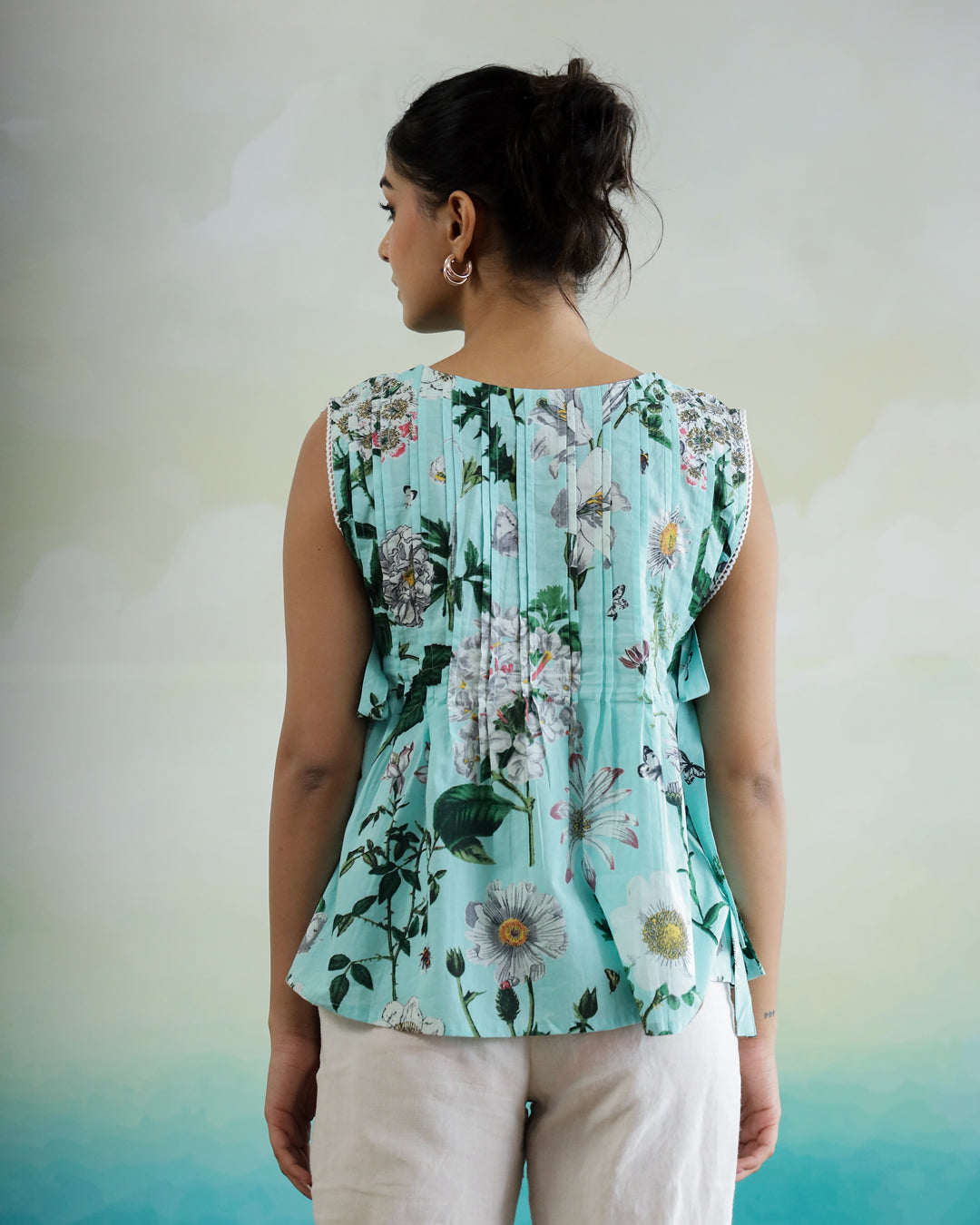 Cotton Printed Sleeveless Top for Women