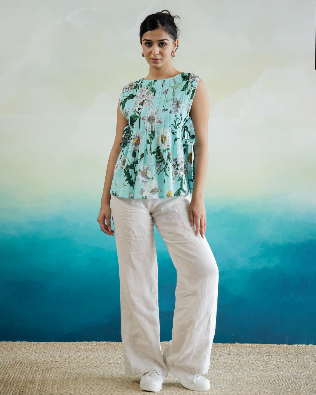 Cotton Printed Sleeveless Top for Women