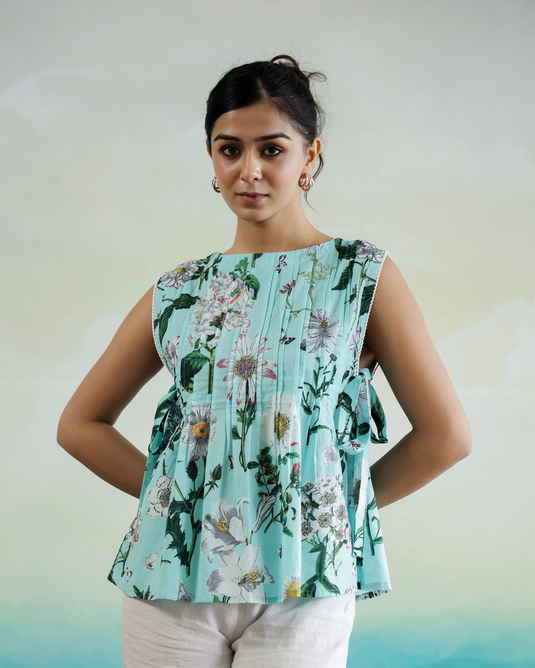 Cotton Printed Sleeveless Top for Women