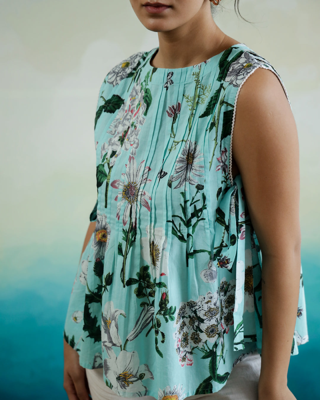 Cotton Printed Sleeveless Top for Women