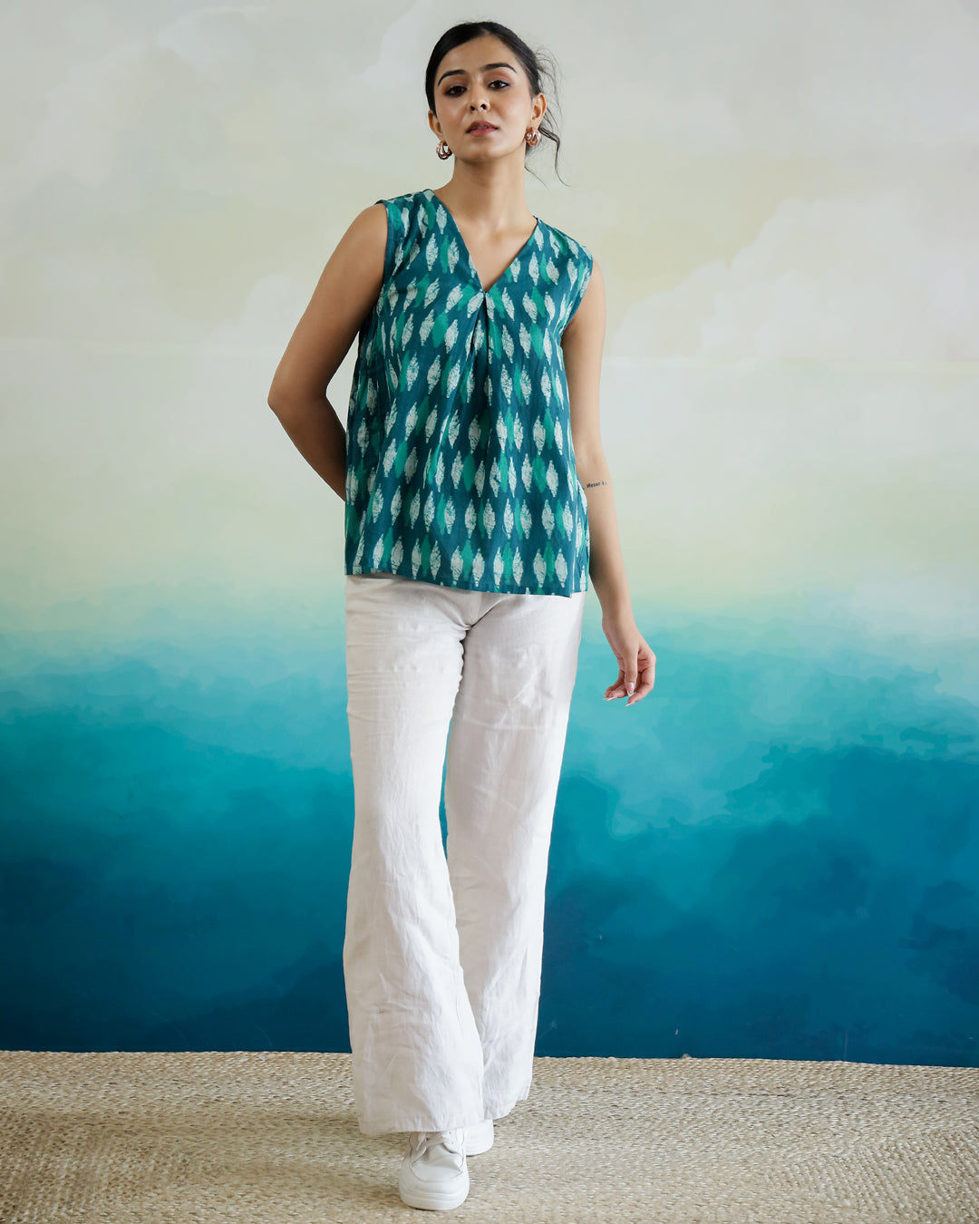 Printed Cotton Sleeveless Top