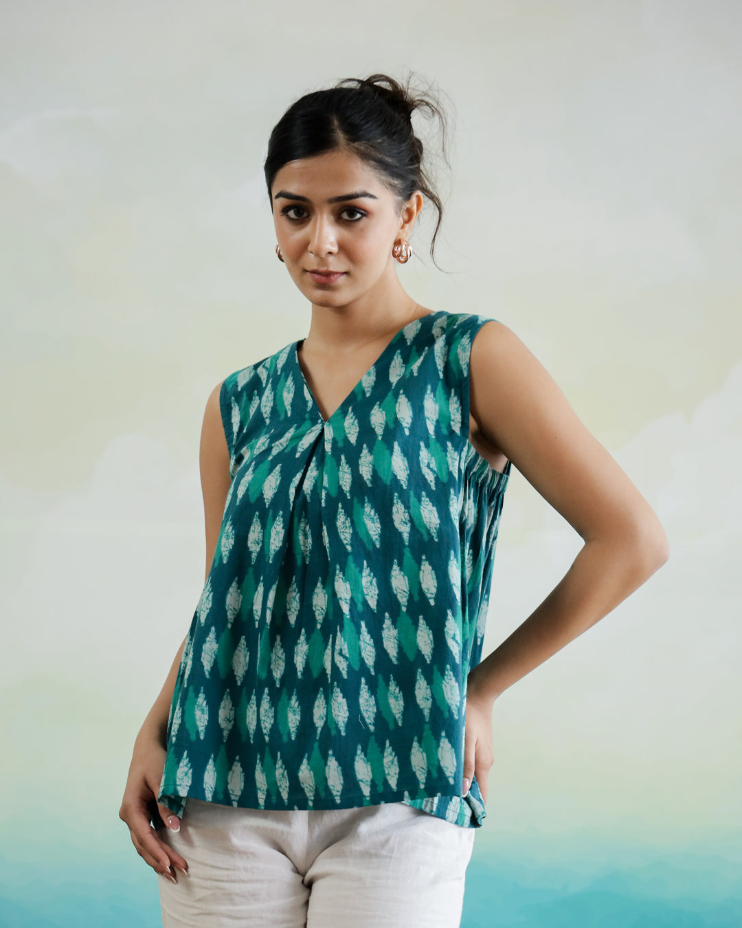 Printed Cotton Sleeveless Top