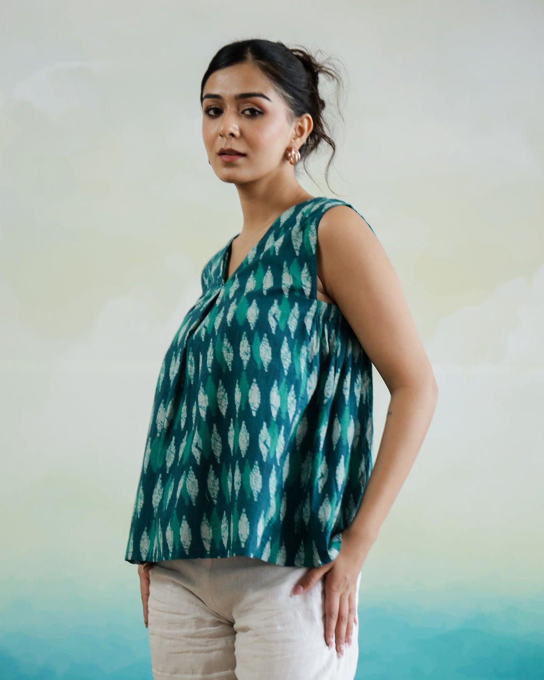 Printed Cotton Sleeveless Top