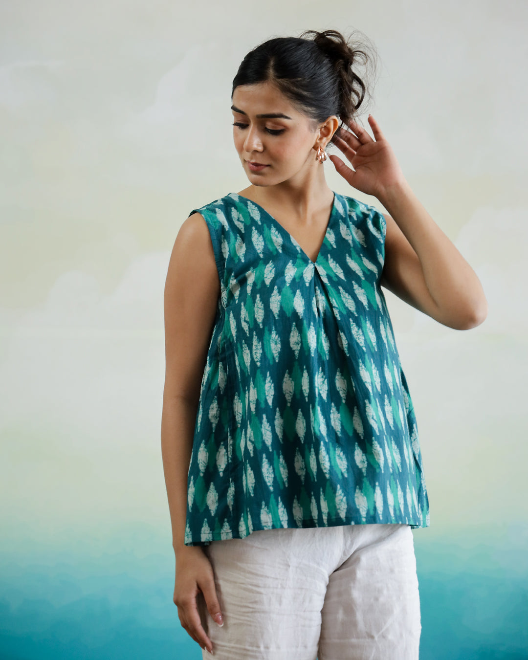 Printed Cotton Sleeveless Top