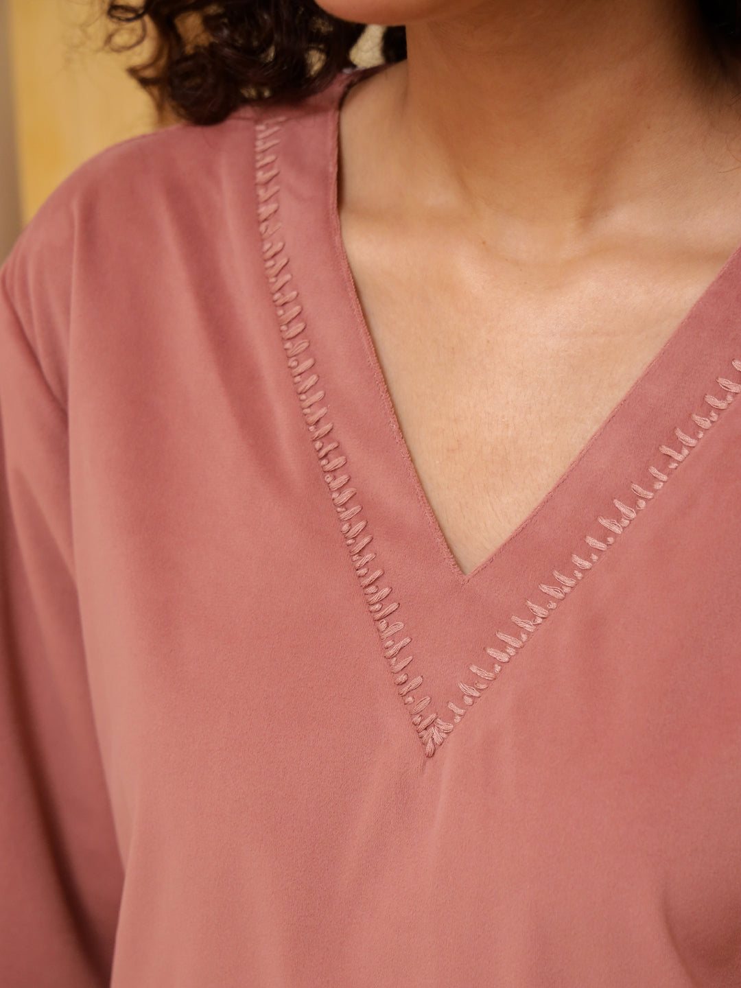 Pink Solid Print Night Suit Set