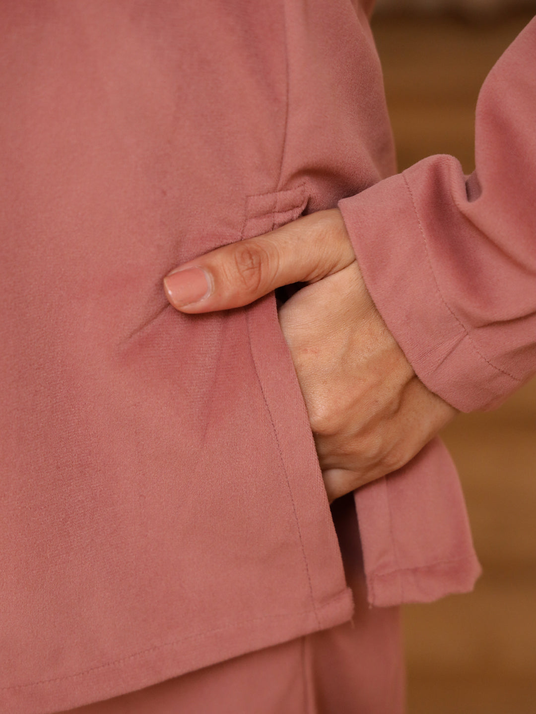 Pink Solid Print Night Suit Set