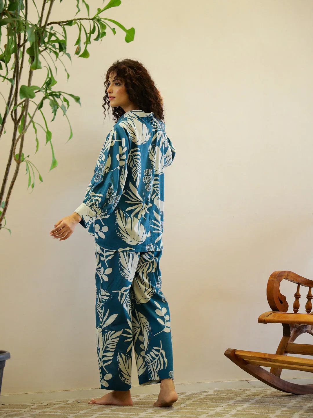 Flower Printed Night Suit Set for Women - SanskrutiHomes