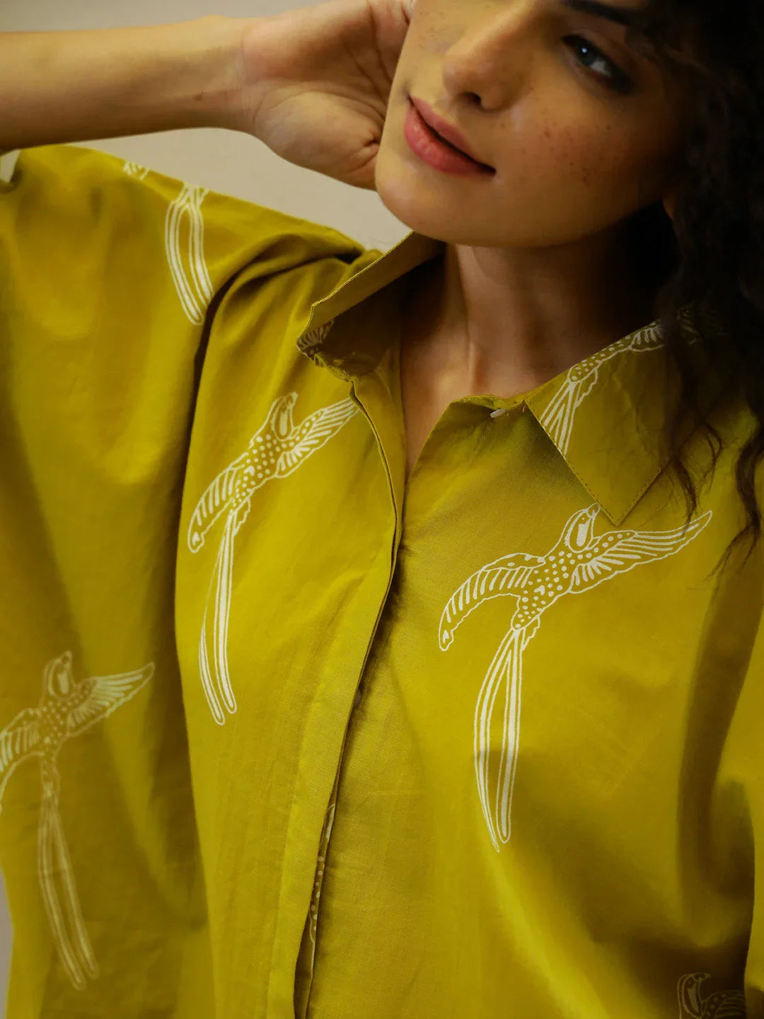 Yellow Printed Night Suit Set for Women - SanskrutiHomes