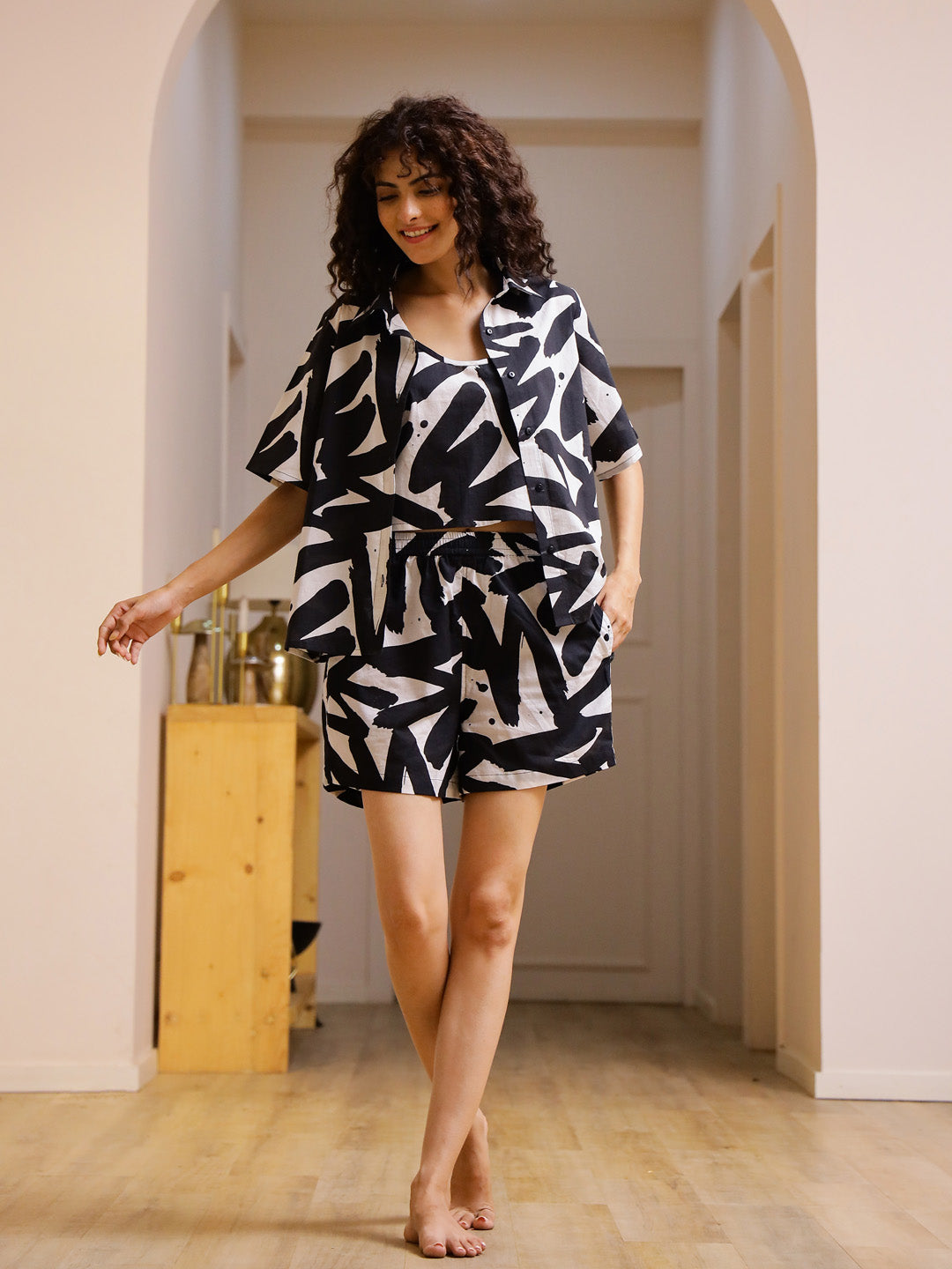 Set of 3 Cotton Printed Night Suit Set - SanskrutiHomes