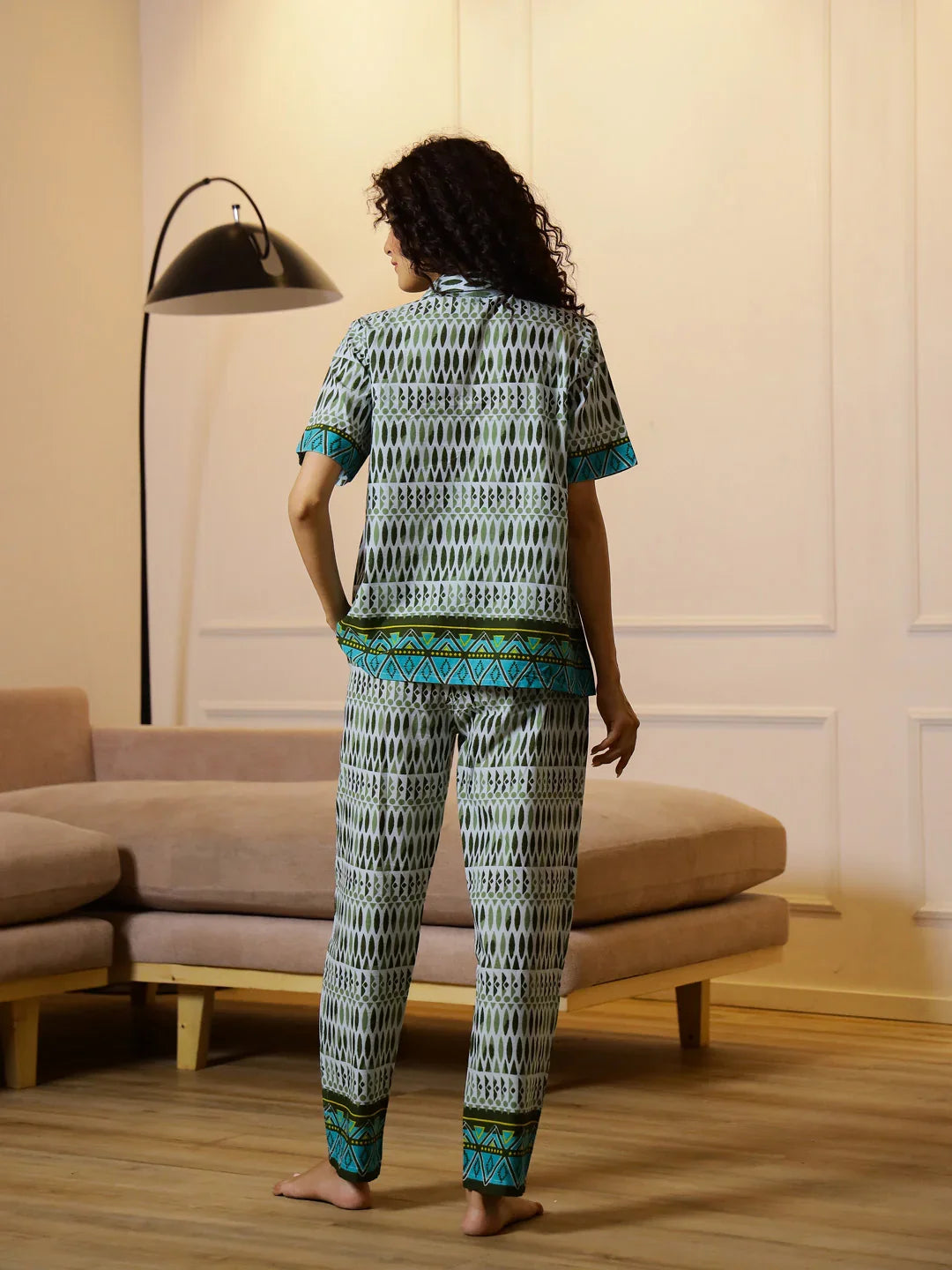 Women Geometric Printed Night suit - SanskrutiHomes