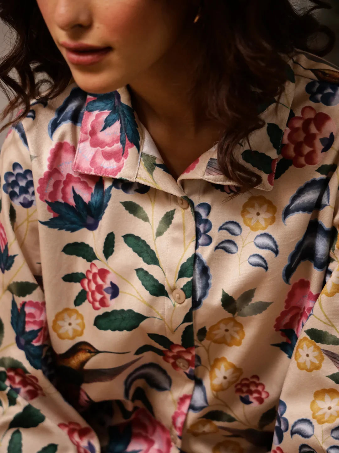 Multicolor Flower Printed velvet Coords - SanskrutiHomes