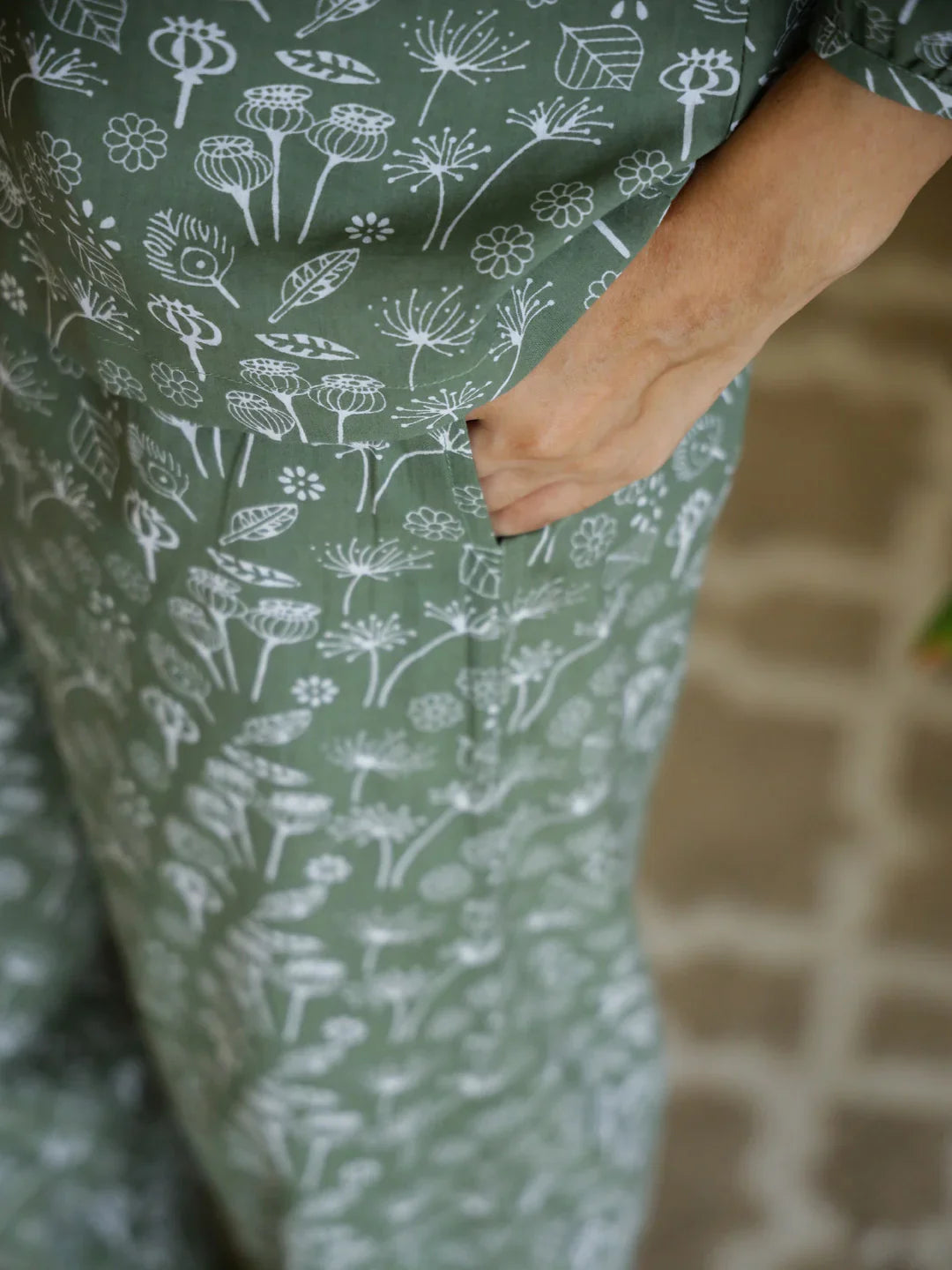 Flower Printed V-Neck Night Suit for Women - SanskrutiHomes