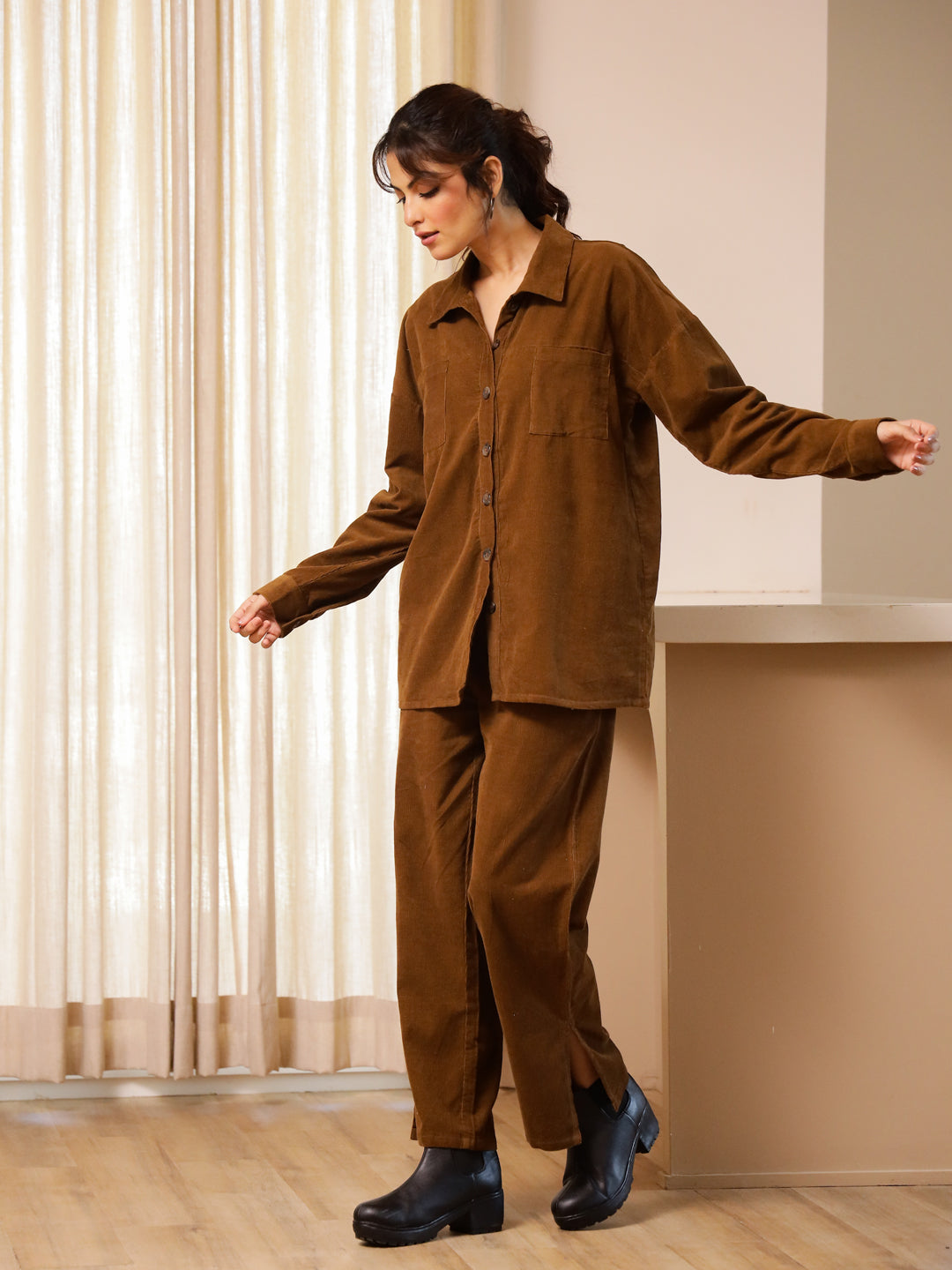 Brown Corduroy Co-ord Set