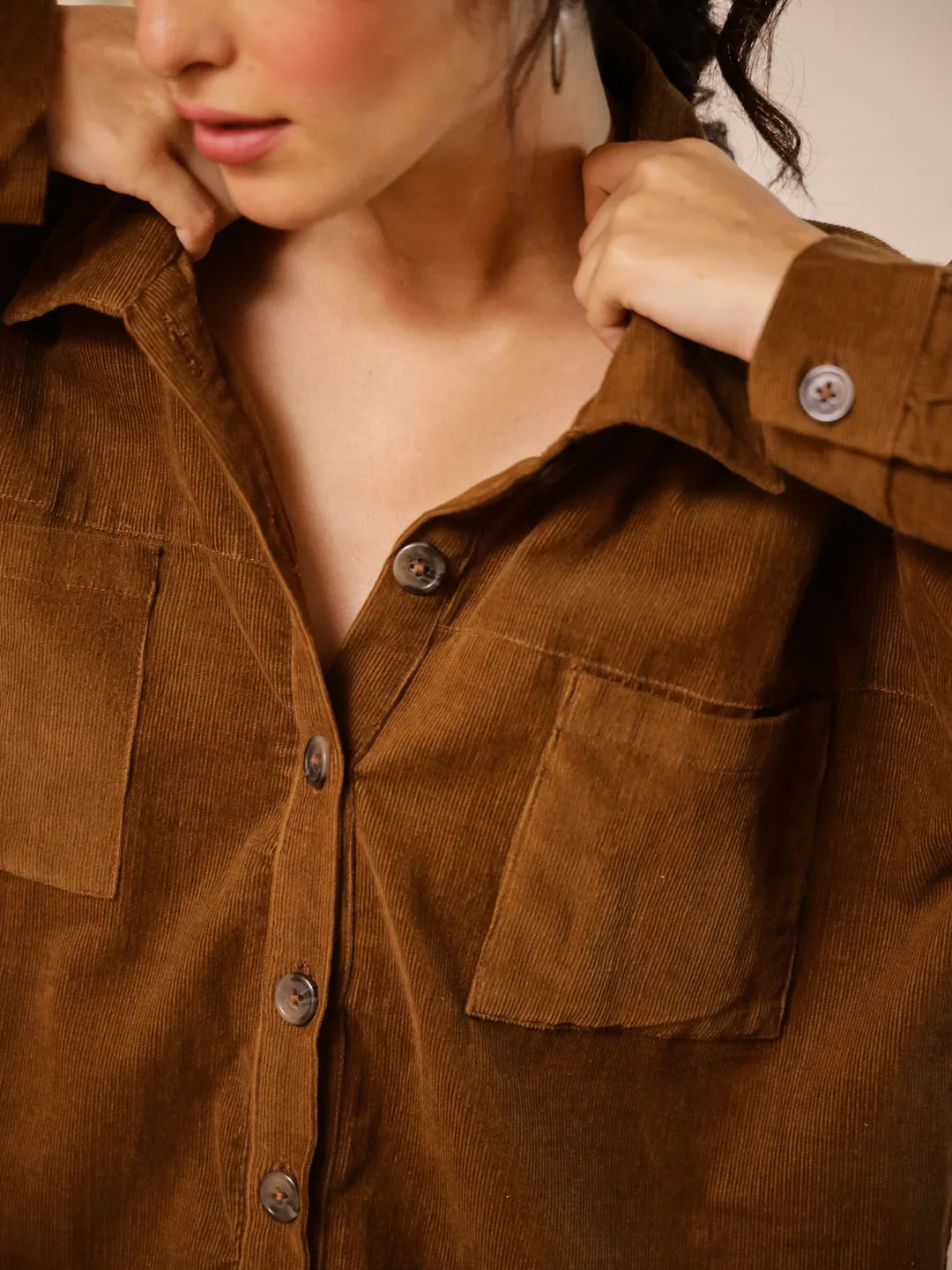 Brown Corduroy Co-ord Set - SanskrutiHomes