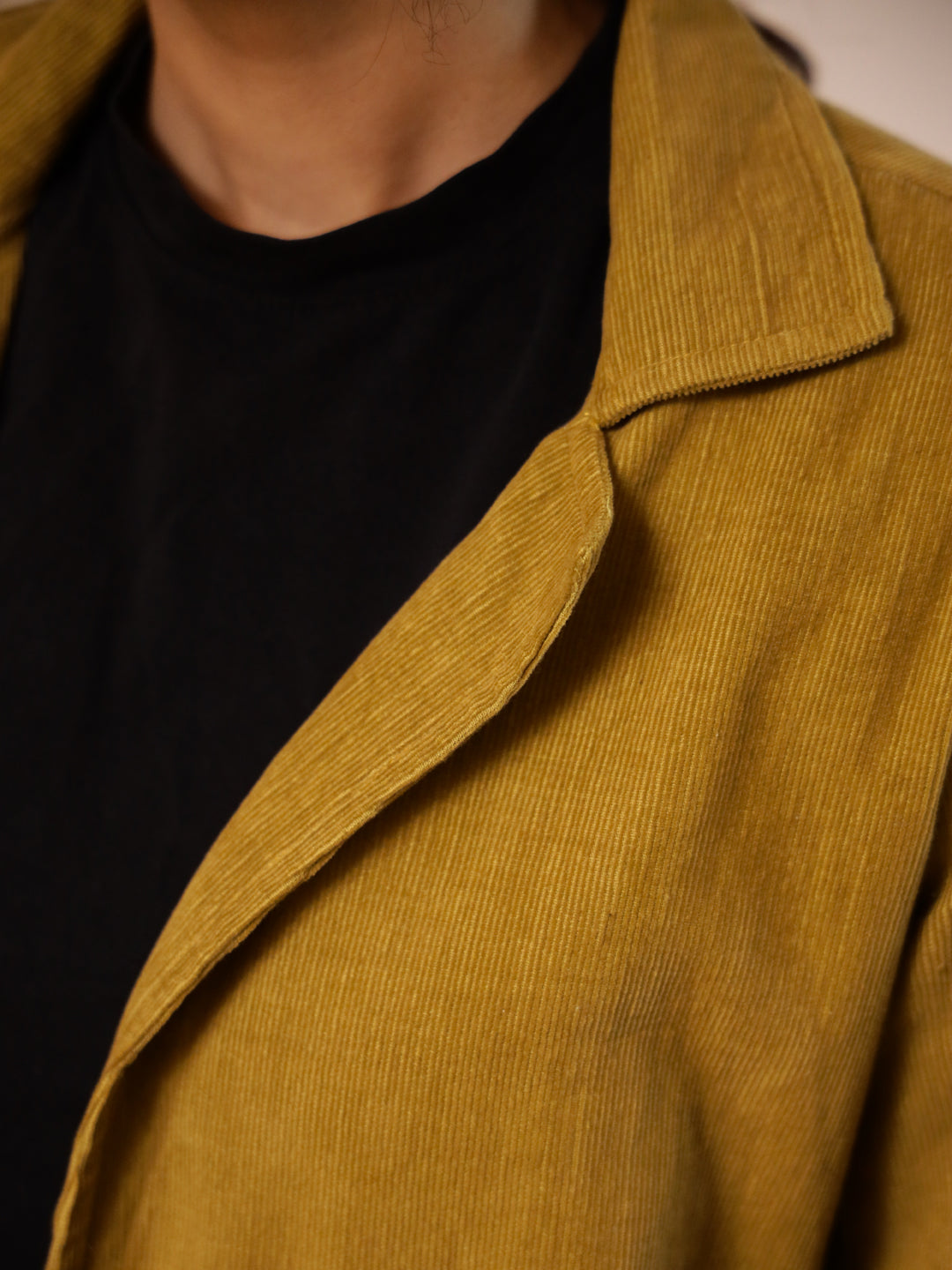 Yellow Solid COURDROY Print Co-ords Set with Skirt