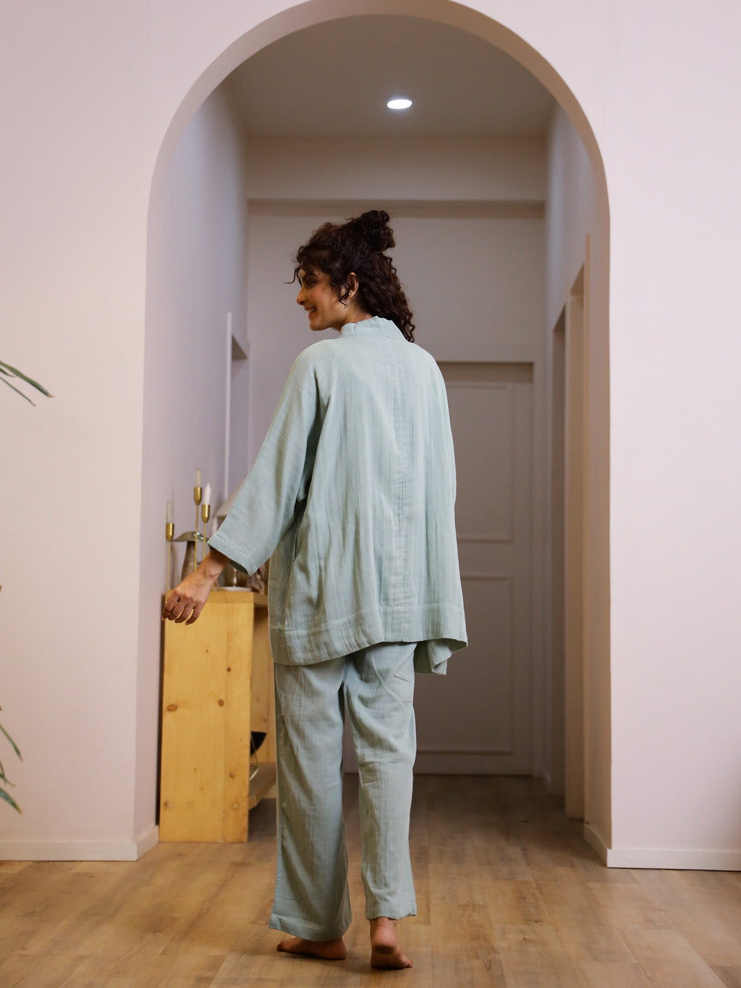 Set Of 3 Cotton Gauze Night Suit Set