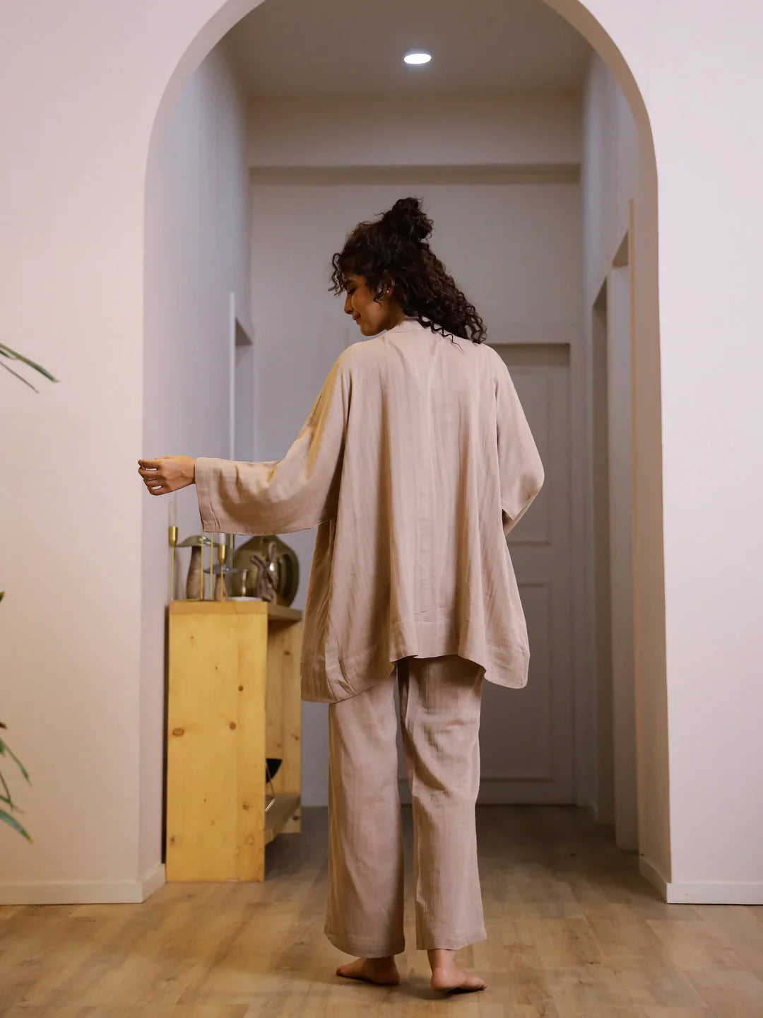 Set of 3 Cotton GAUZE Night Suit Set - SanskrutiHomes