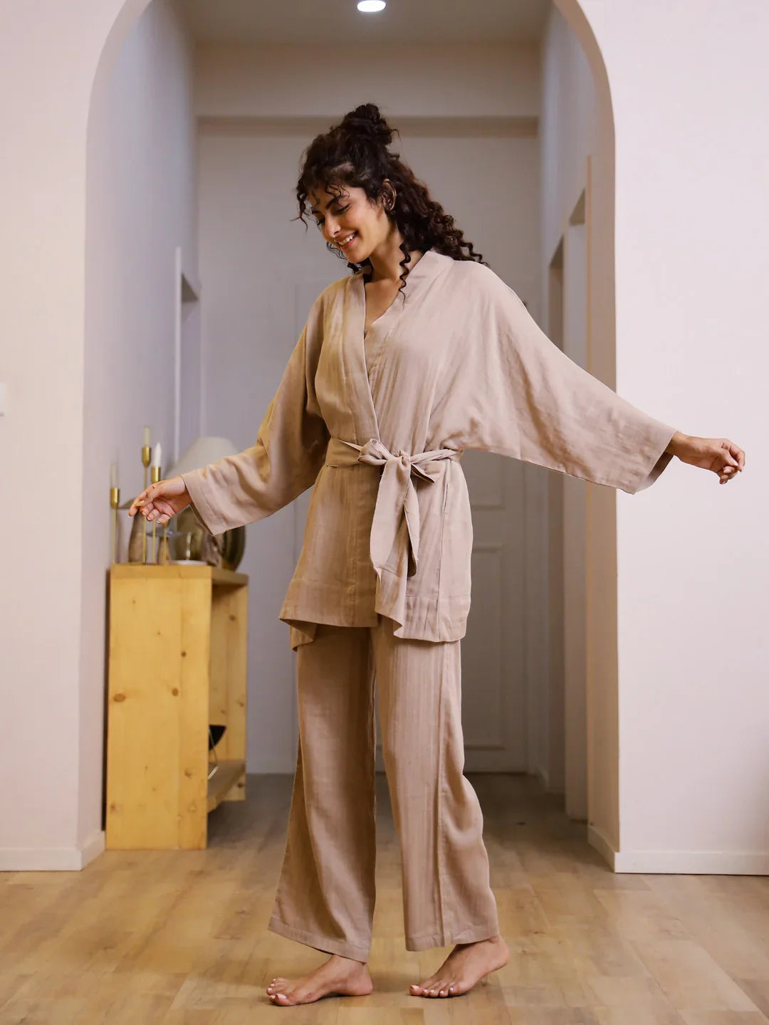 Set of 3 Cotton GAUZE Night Suit Set - SanskrutiHomes