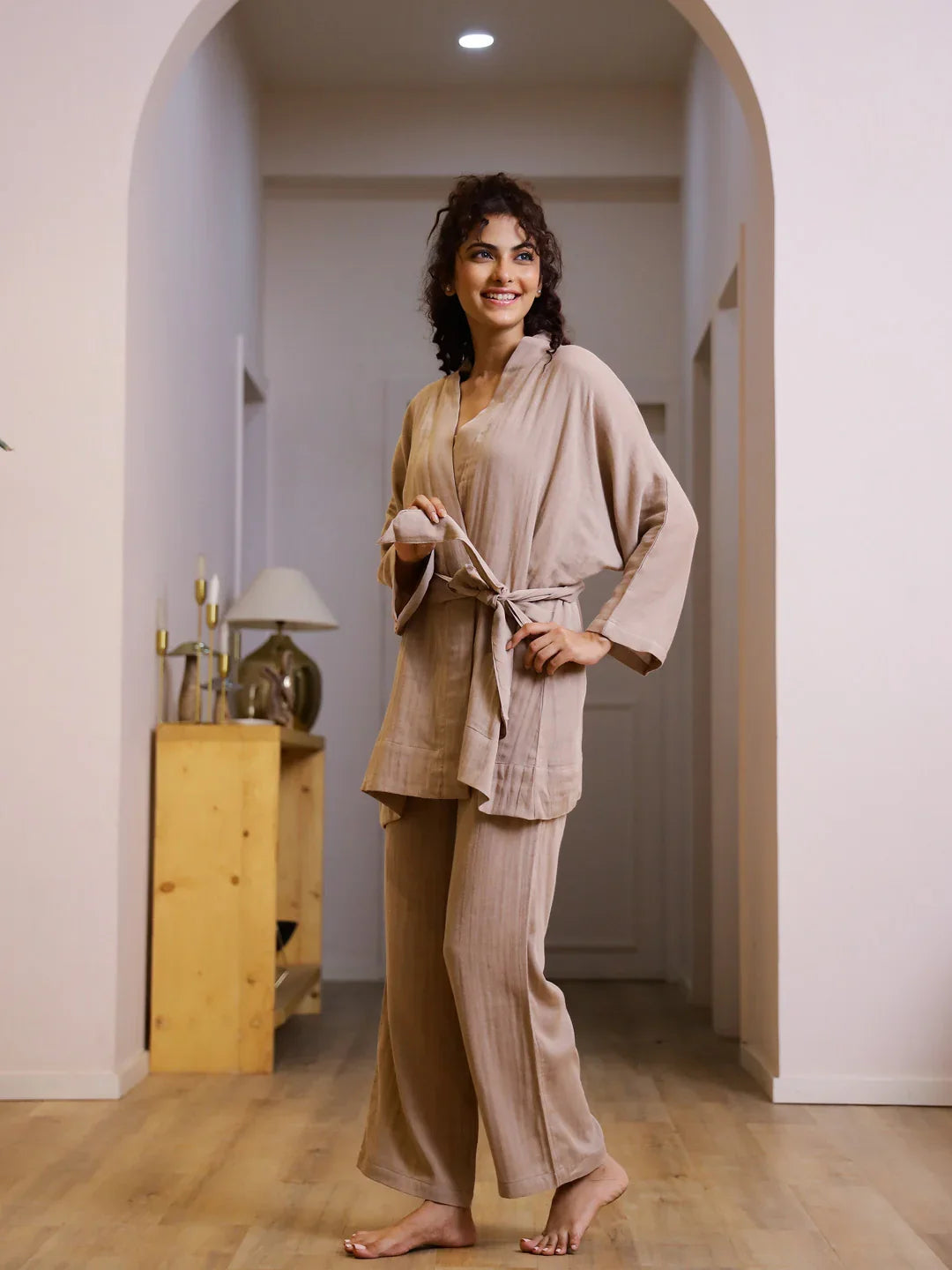 Set of 3 Cotton GAUZE Night Suit Set - SanskrutiHomes