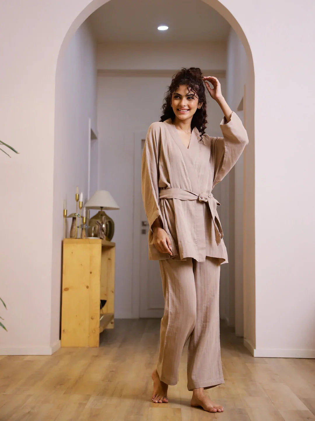 Set of 3 Cotton GAUZE Night Suit Set - SanskrutiHomes