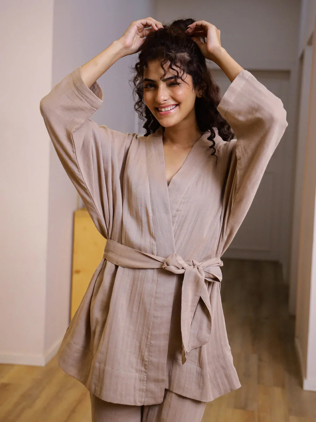 Set of 3 Cotton GAUZE Night Suit Set - SanskrutiHomes