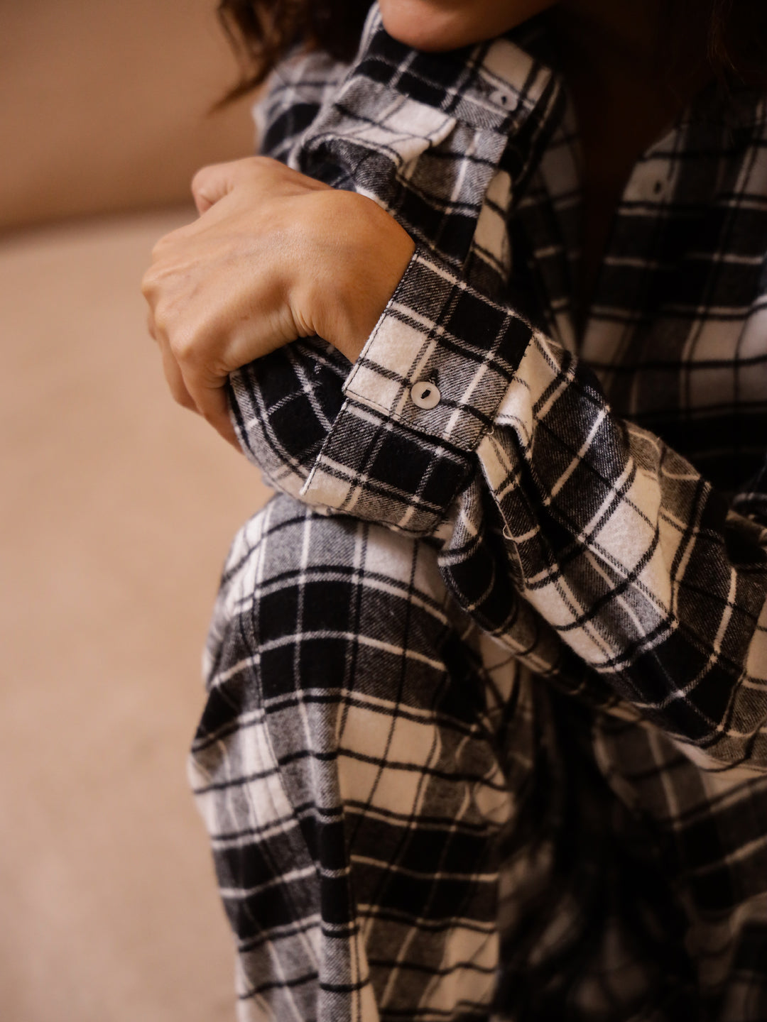 Black Checks Cashmere Winter Loungewear Set