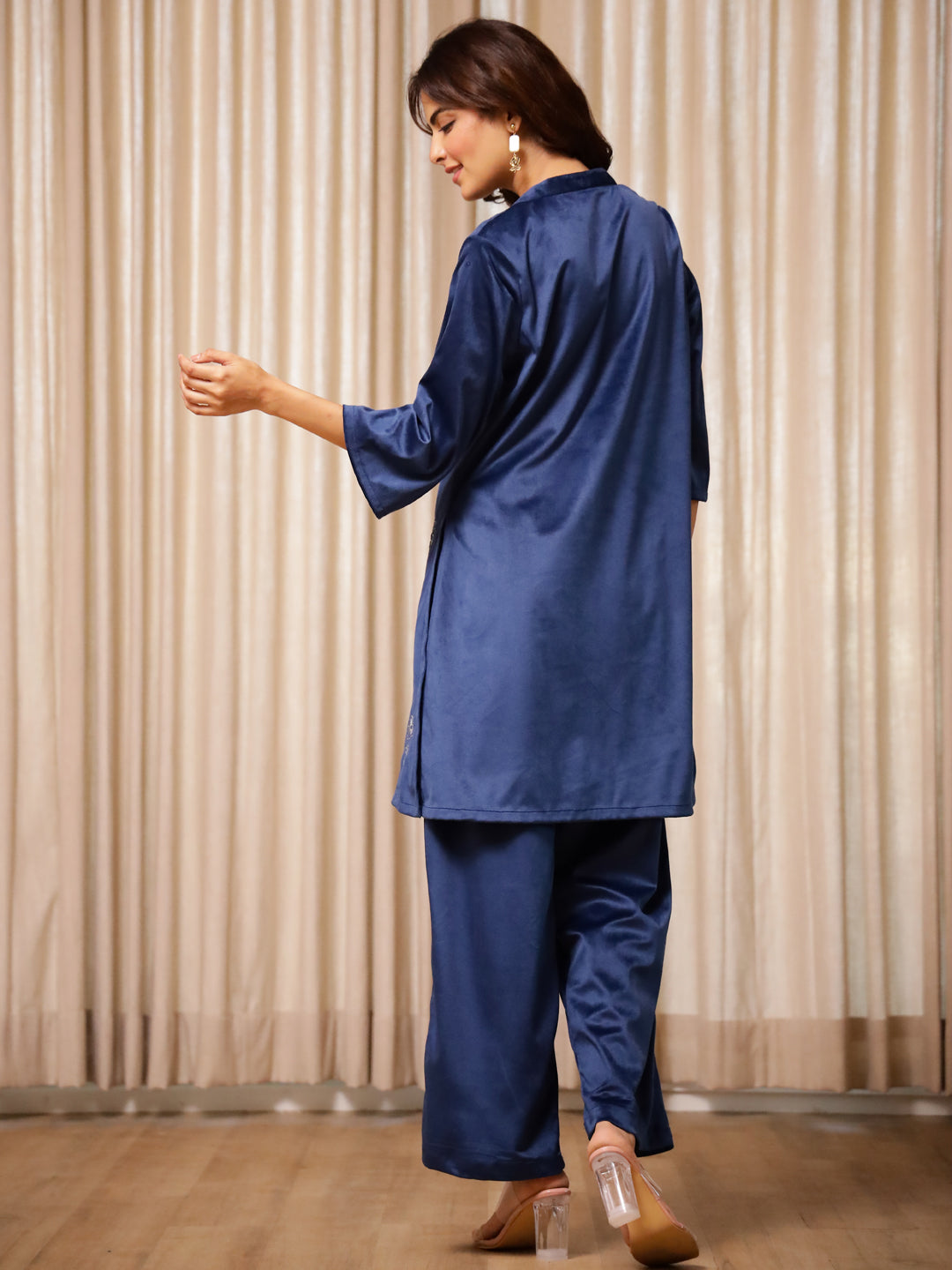 Blue Solid Co-Ord Set For Women