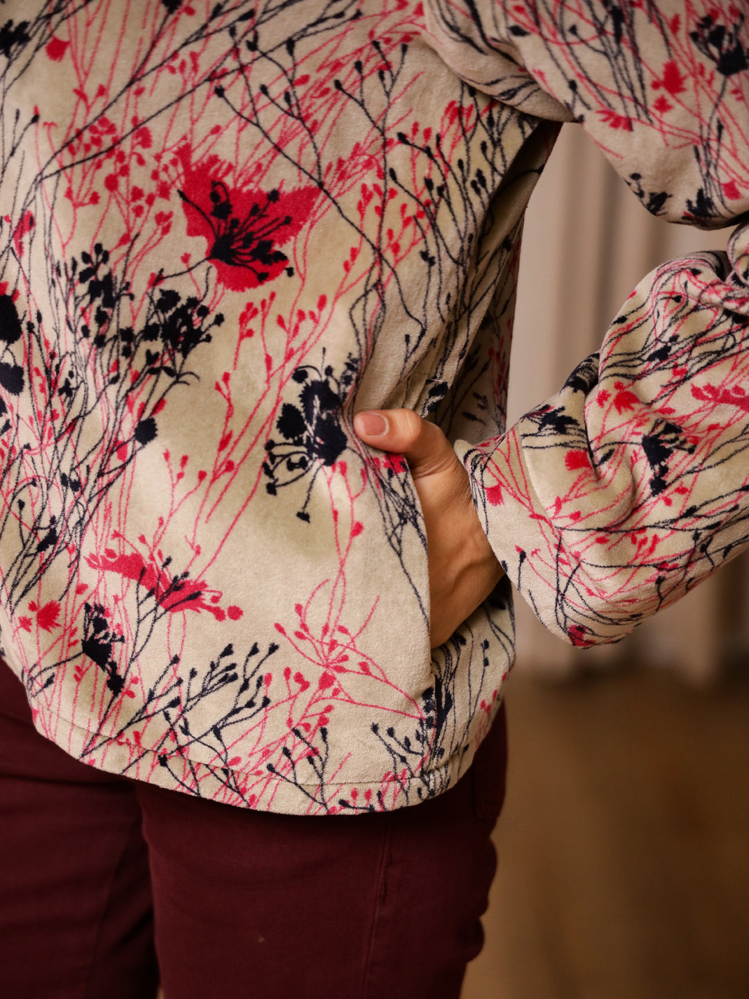 Multicolor Printed Velvet Jacket for Women - SanskrutiHomes