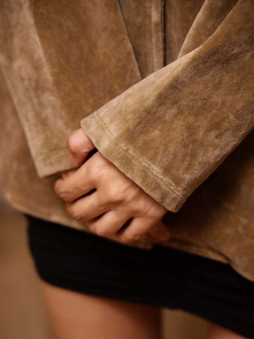 Brown Solid Print Velvet Jacket for Women - SanskrutiHomes