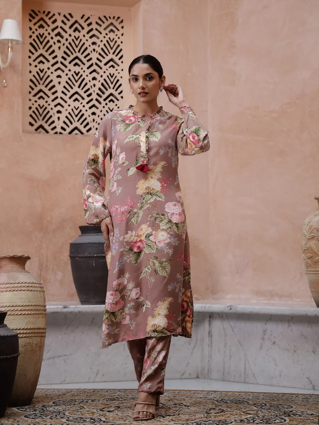 Floral Printed Kurta Set - SanskrutiHomes