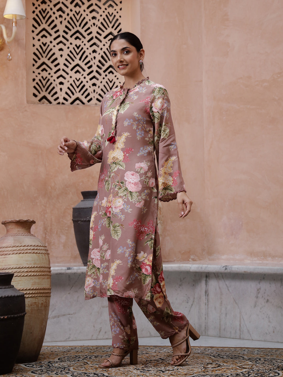 Floral Printed Kurta Set - SanskrutiHomes